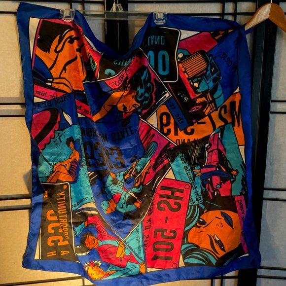 scarf, silk scarf with complimentary colours in a comic style - Picture 1 of 3